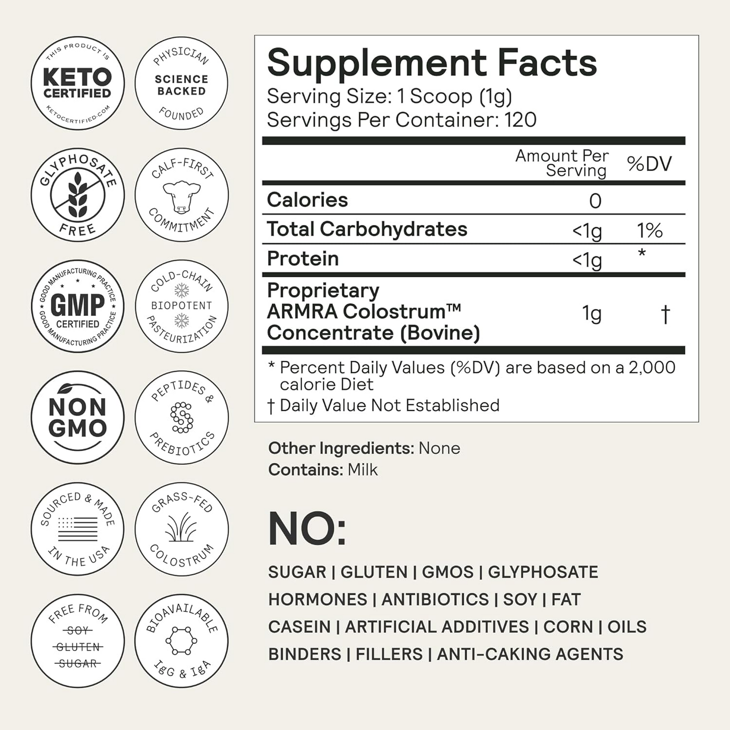 ARMRA Colostrum Powder | Gut Health & Bloating | Skin & Hair | Immunity | Keto, Gluten & Fat-Free